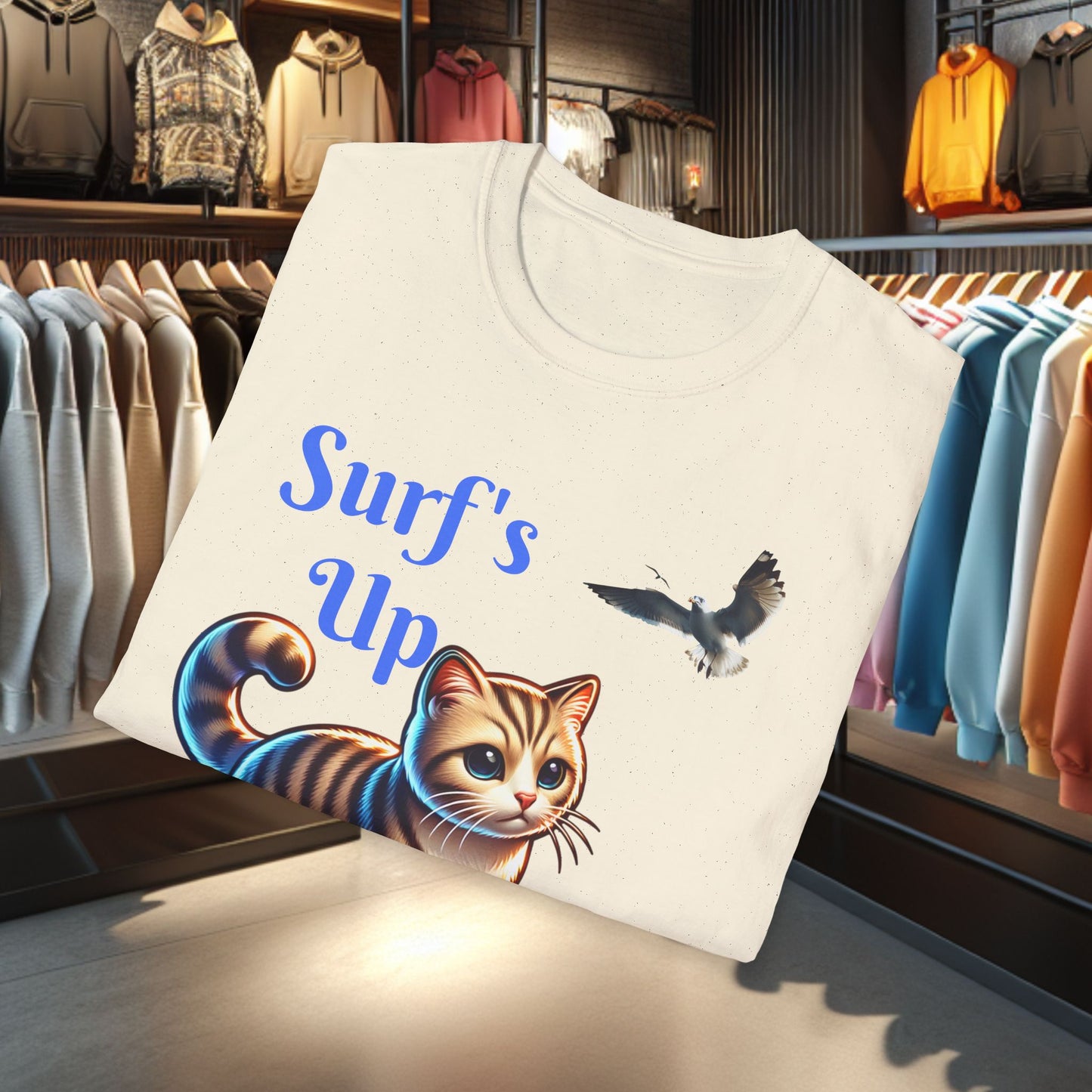 Kitty Surfing Unisex T-Shirt - Surf's Up