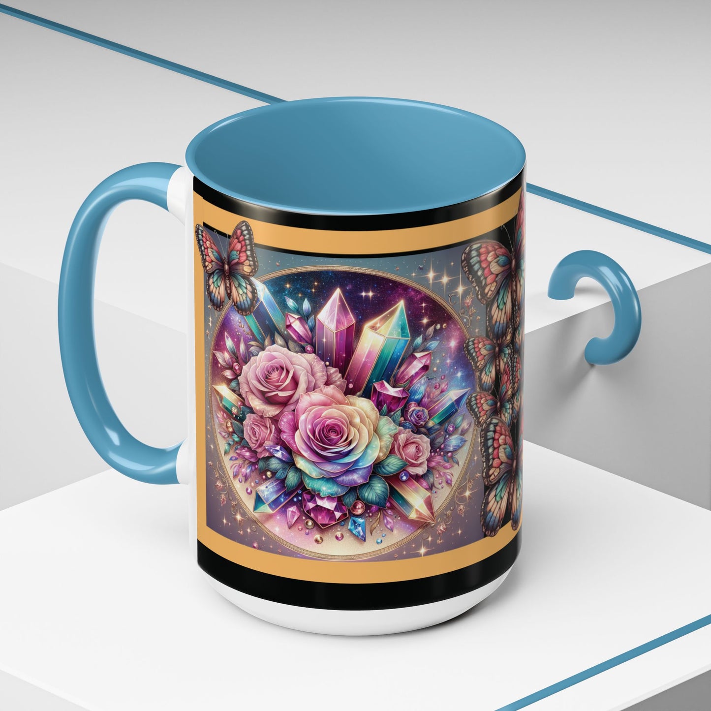 Coffee Mug Butterflys and Flowers