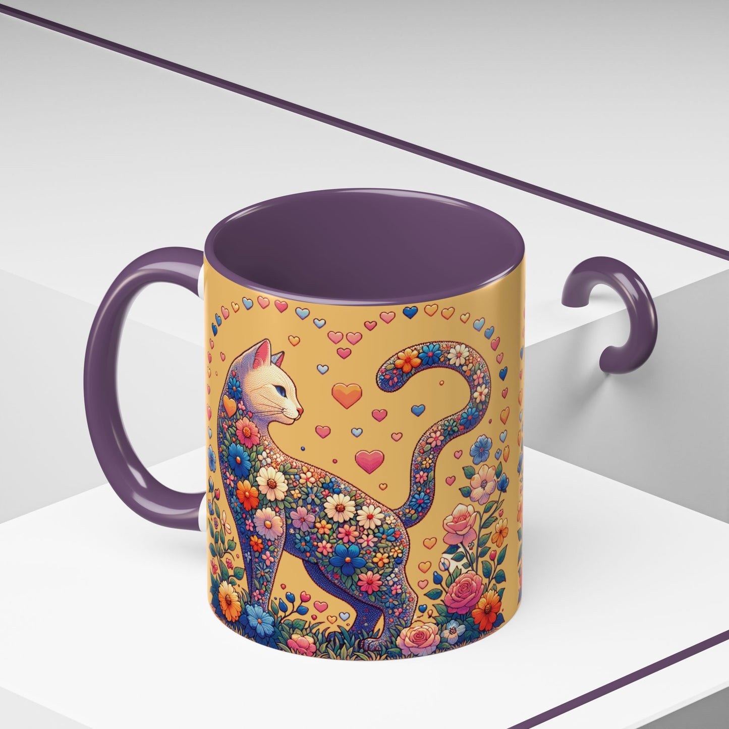 Mug- Loving Cat - Accent Coffee Mug (11oz, 15oz) (AOP)