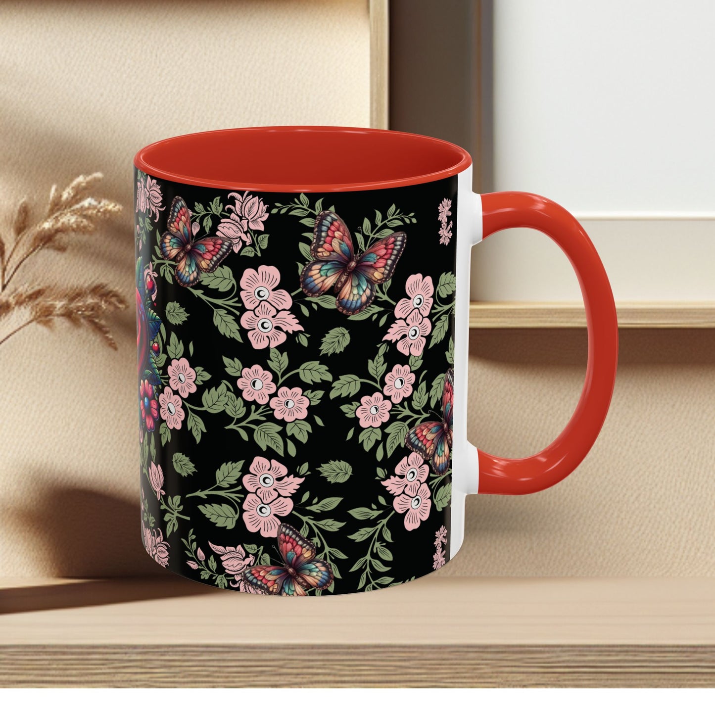 Floral Coffee Mug Black