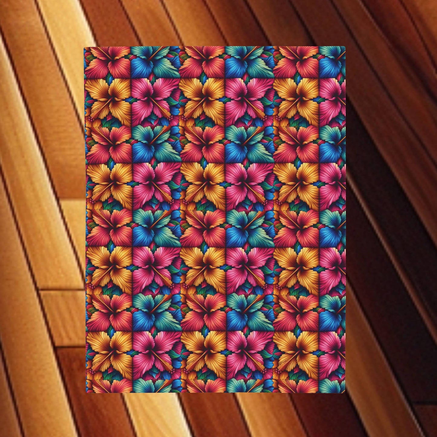 Large Colorful Floral Velveteen Blanket