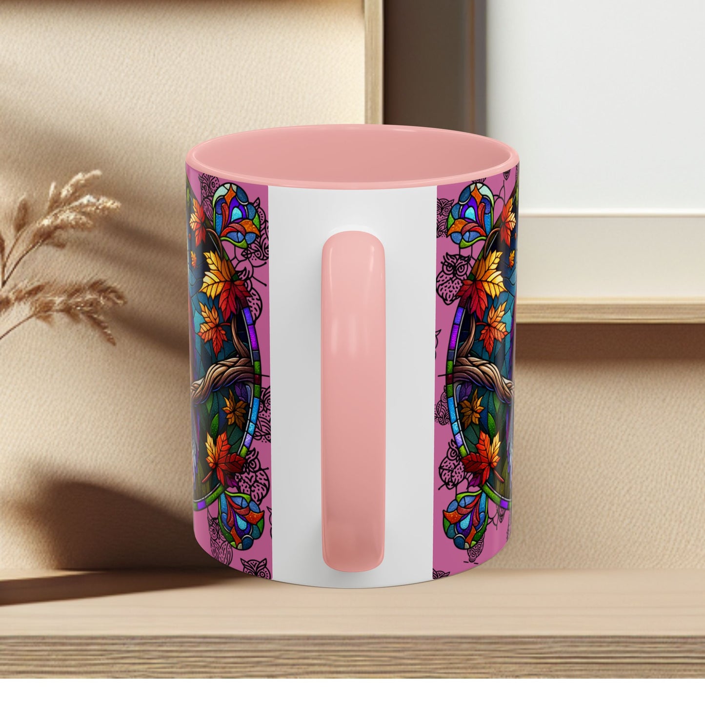 Coffee Mug -Colorful Stain Glass Owl Design