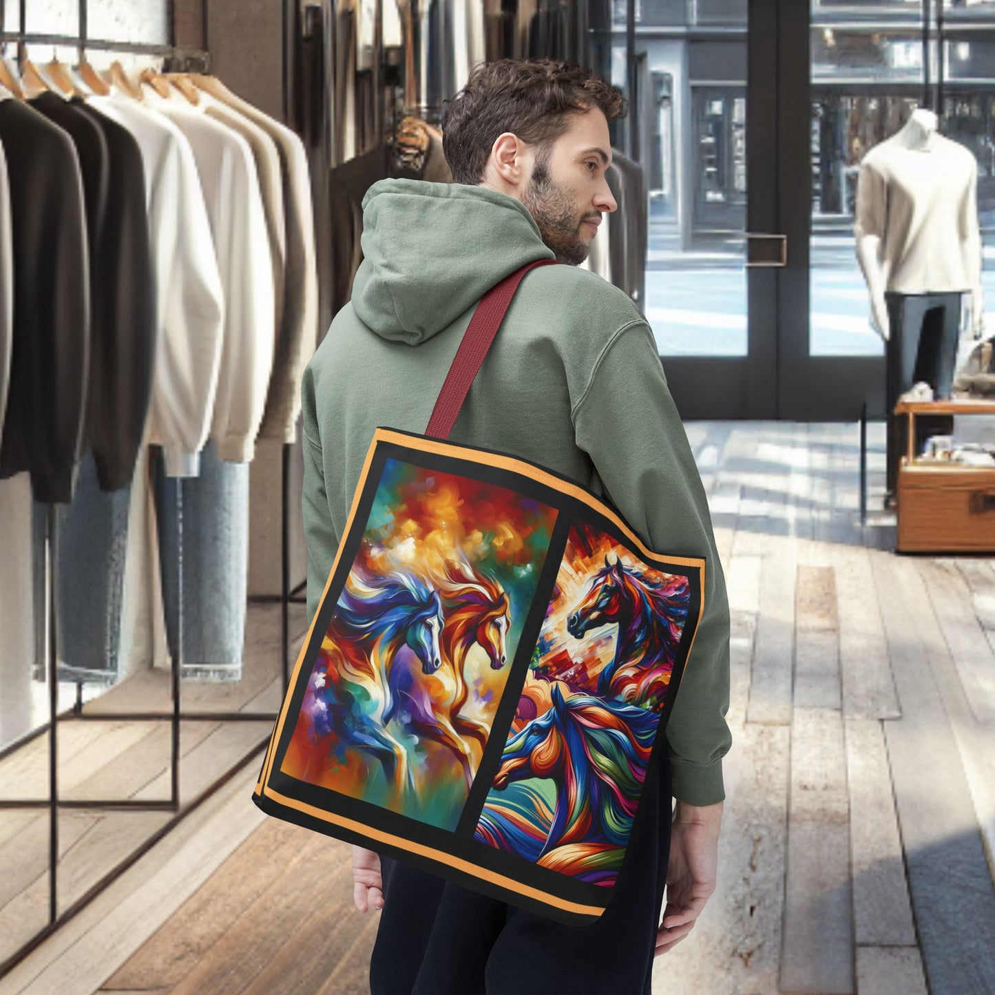 Colorful Horses Tote Bag