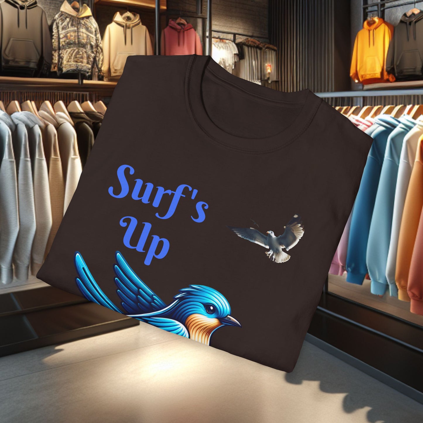 Blue Bird Surfing Unisex T-Shirt - Surf's Up