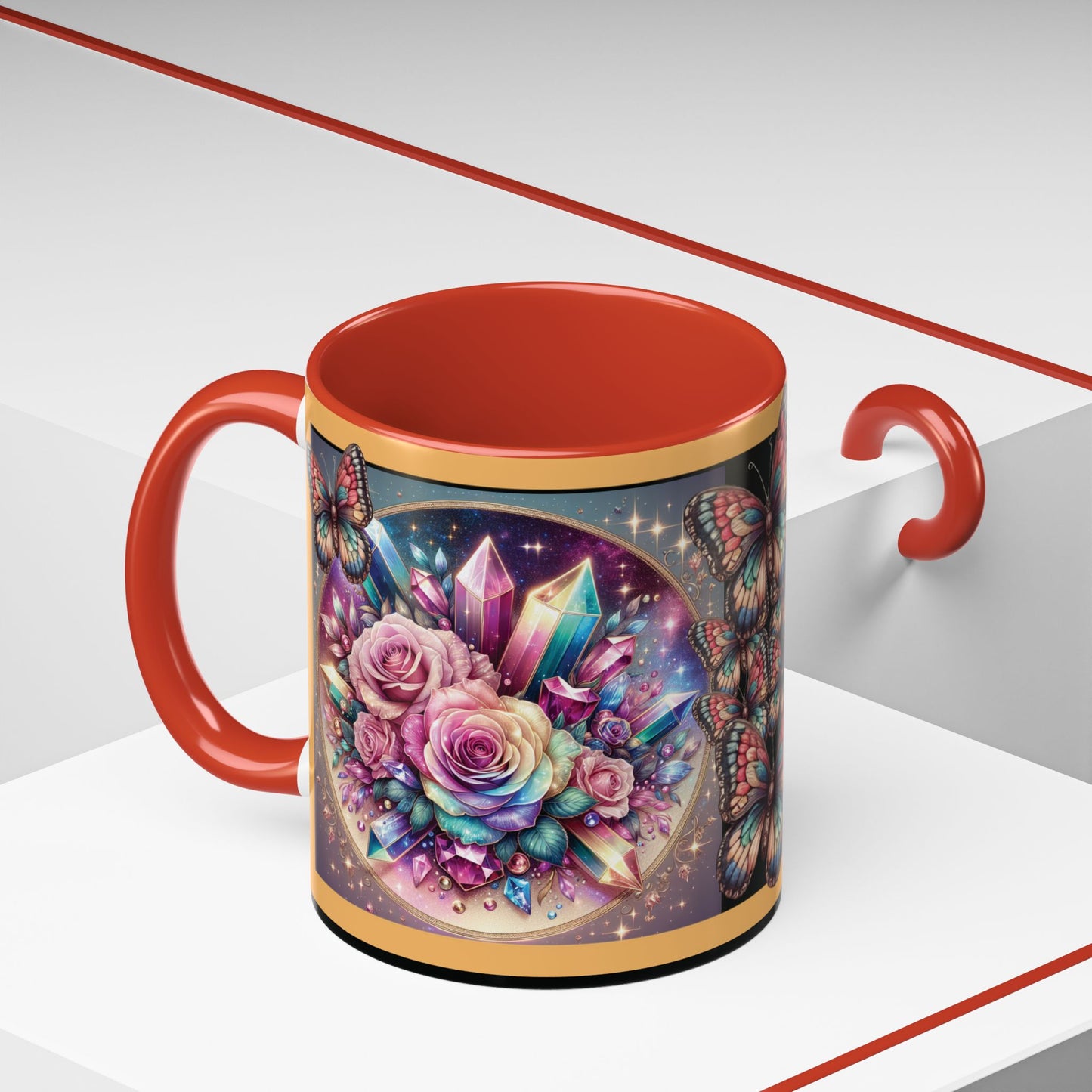 Coffee Mug Butterflys and Flowers