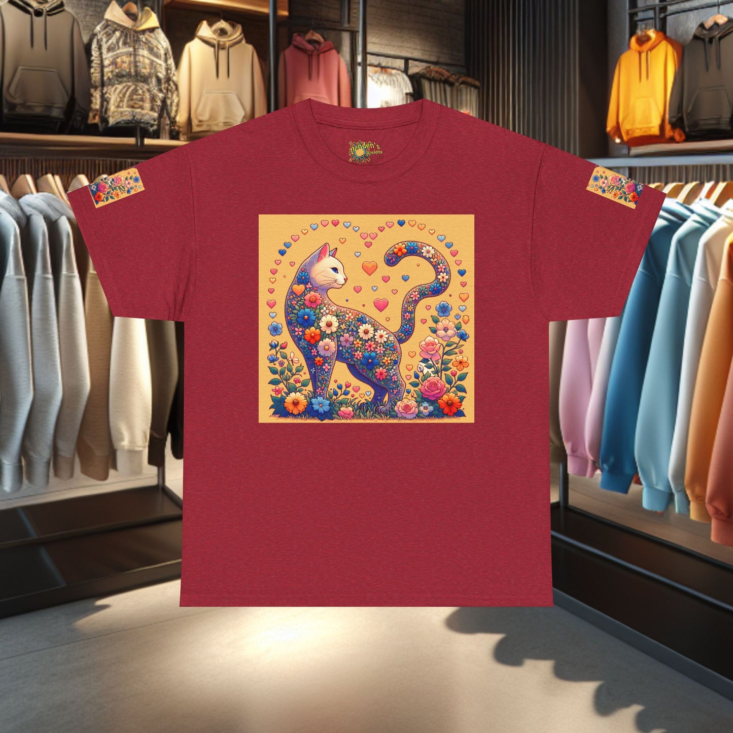 Loving Cat Flower Mozaic T-Shirt