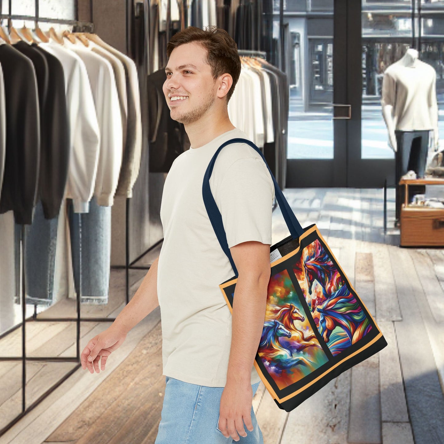 Colorful Horses Tote Bag