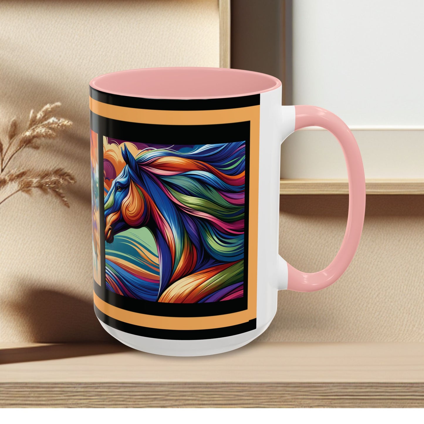 Mug Coffee Multi Color Horses 11oz 15oz