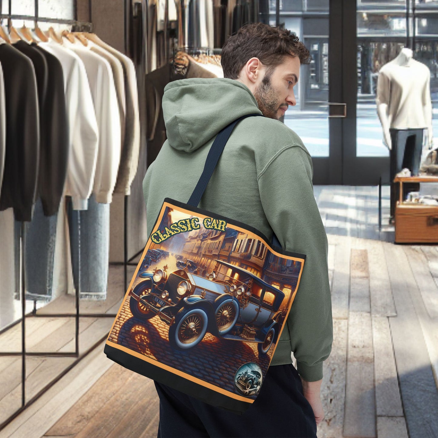 Tote Bag-Classic Car Blue Tote Bag -