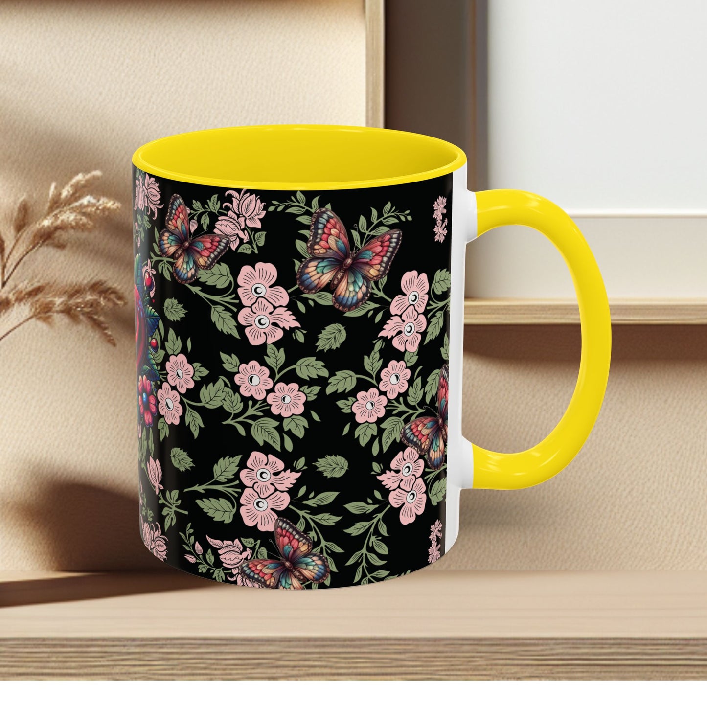 Floral Coffee Mug Black