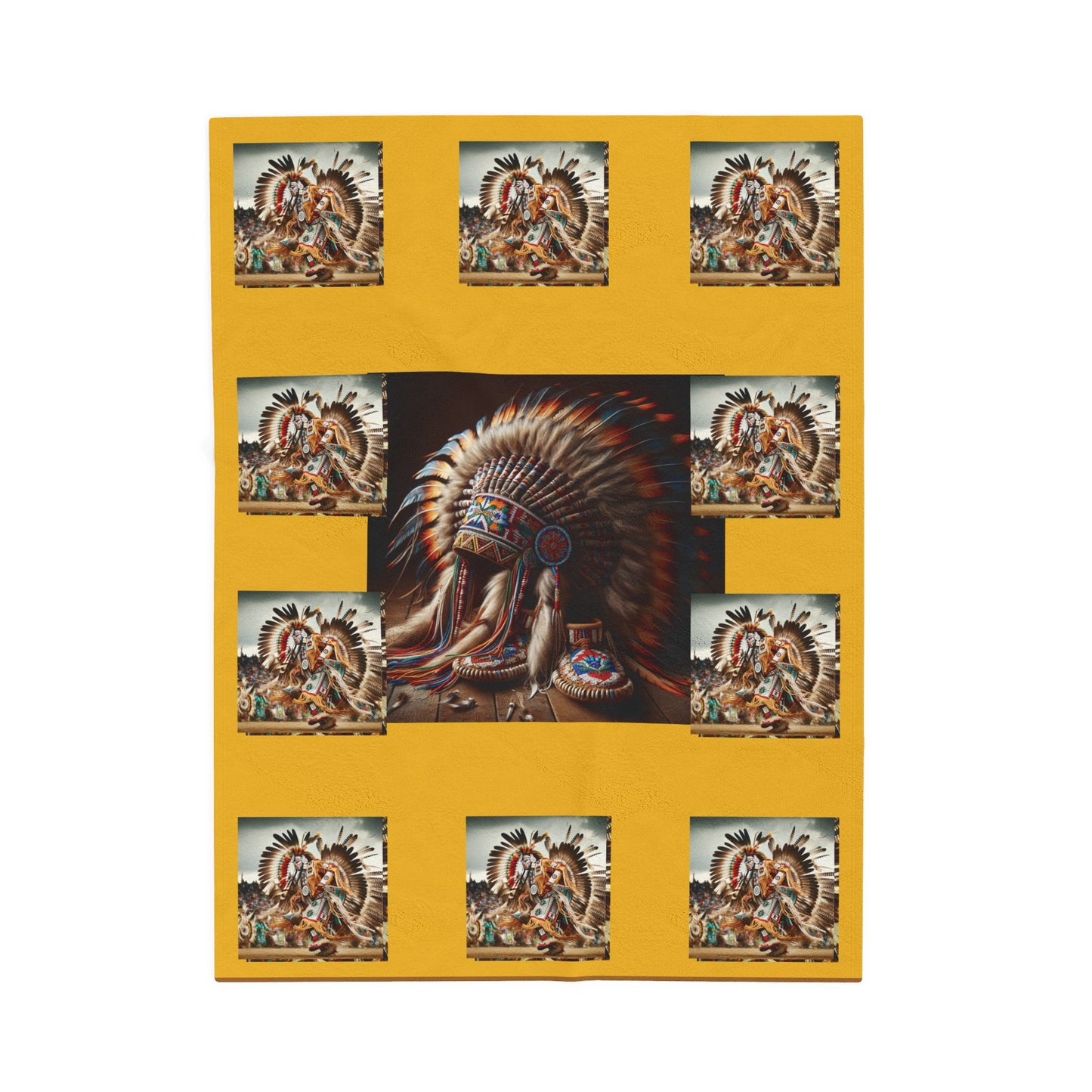 Native Pow-Wow Dancer Velveteen Blanket