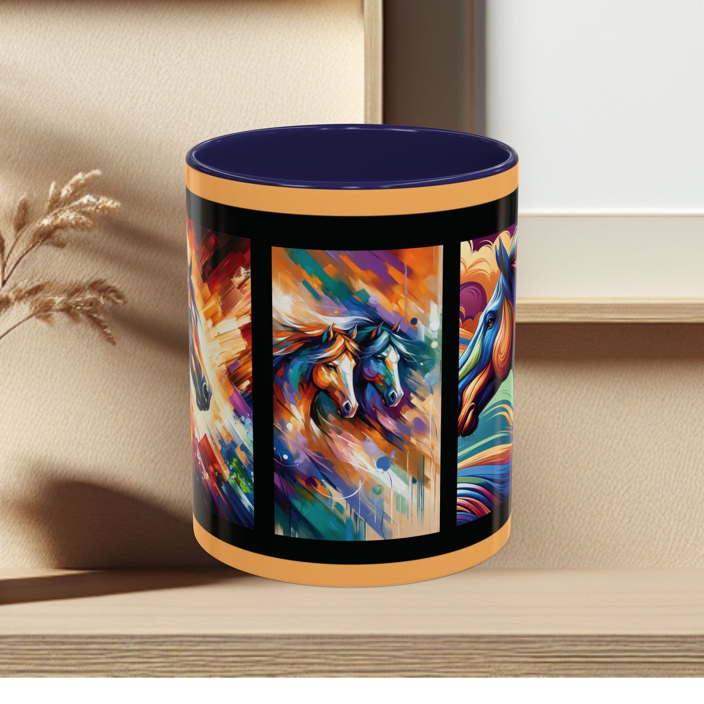 Mug Coffee Multi Color Horses 11oz 15oz