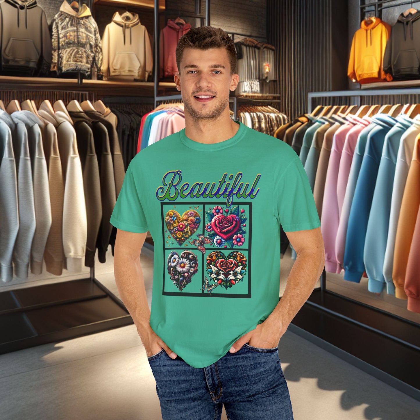 Beautiful Hearts Floral Unisex T-shirt