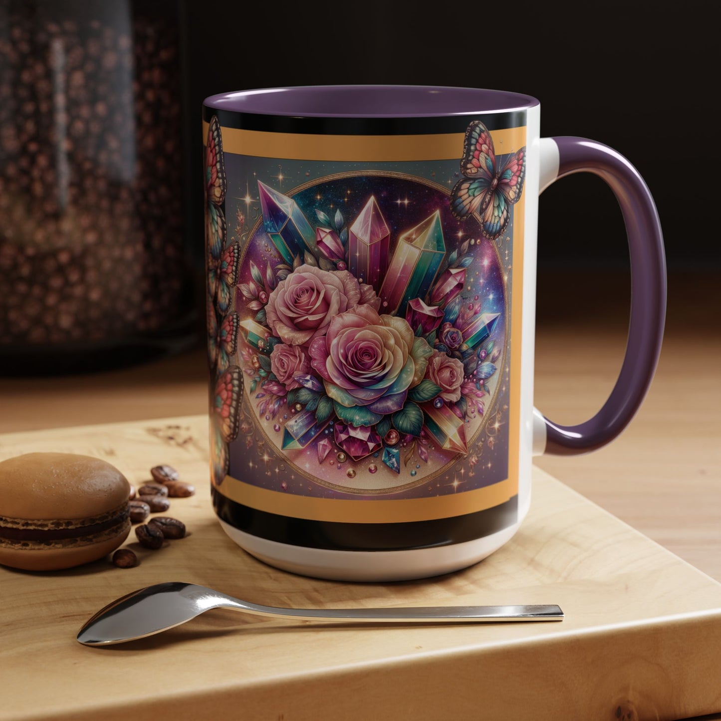Coffee Mug Butterflys and Flowers