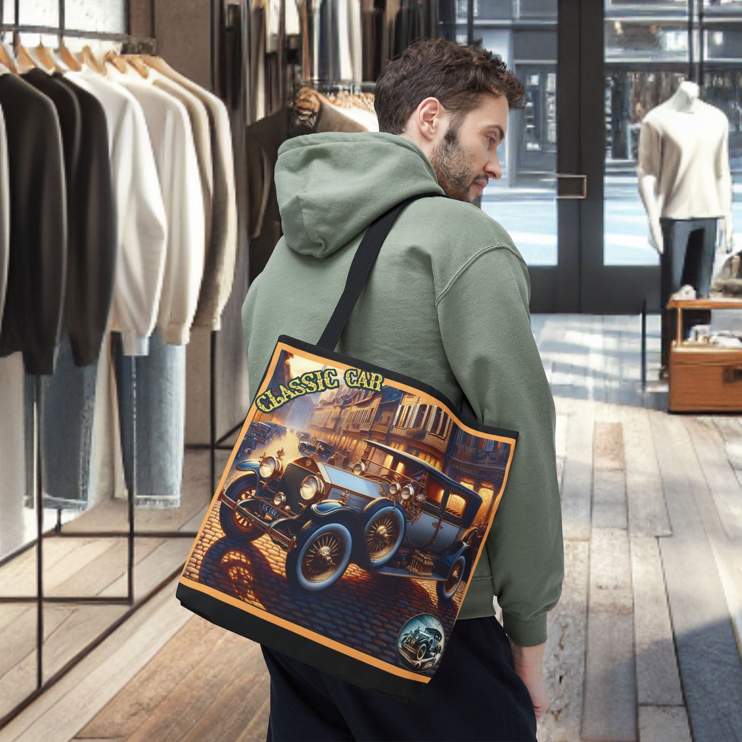 Tote Bag-Classic Car Blue Tote Bag -