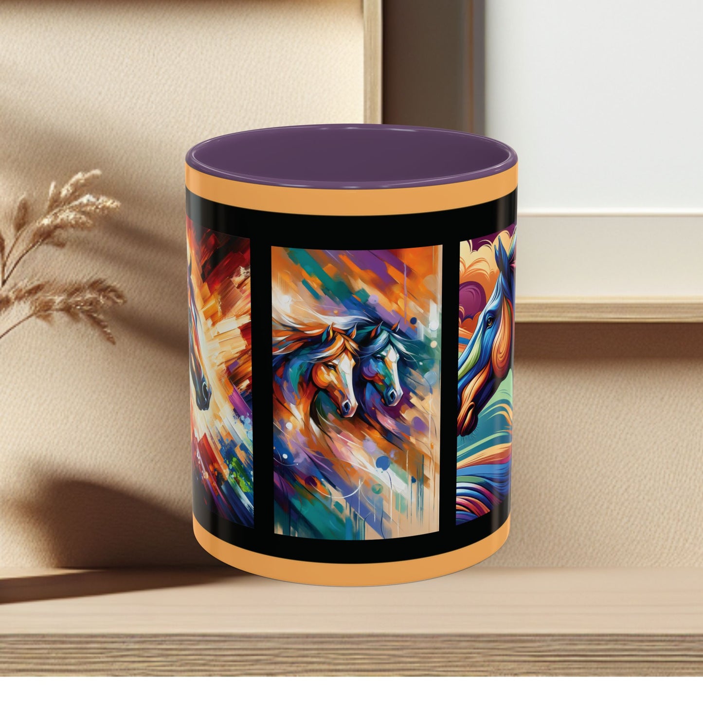 Mug Coffee Multi Color Horses 11oz 15oz