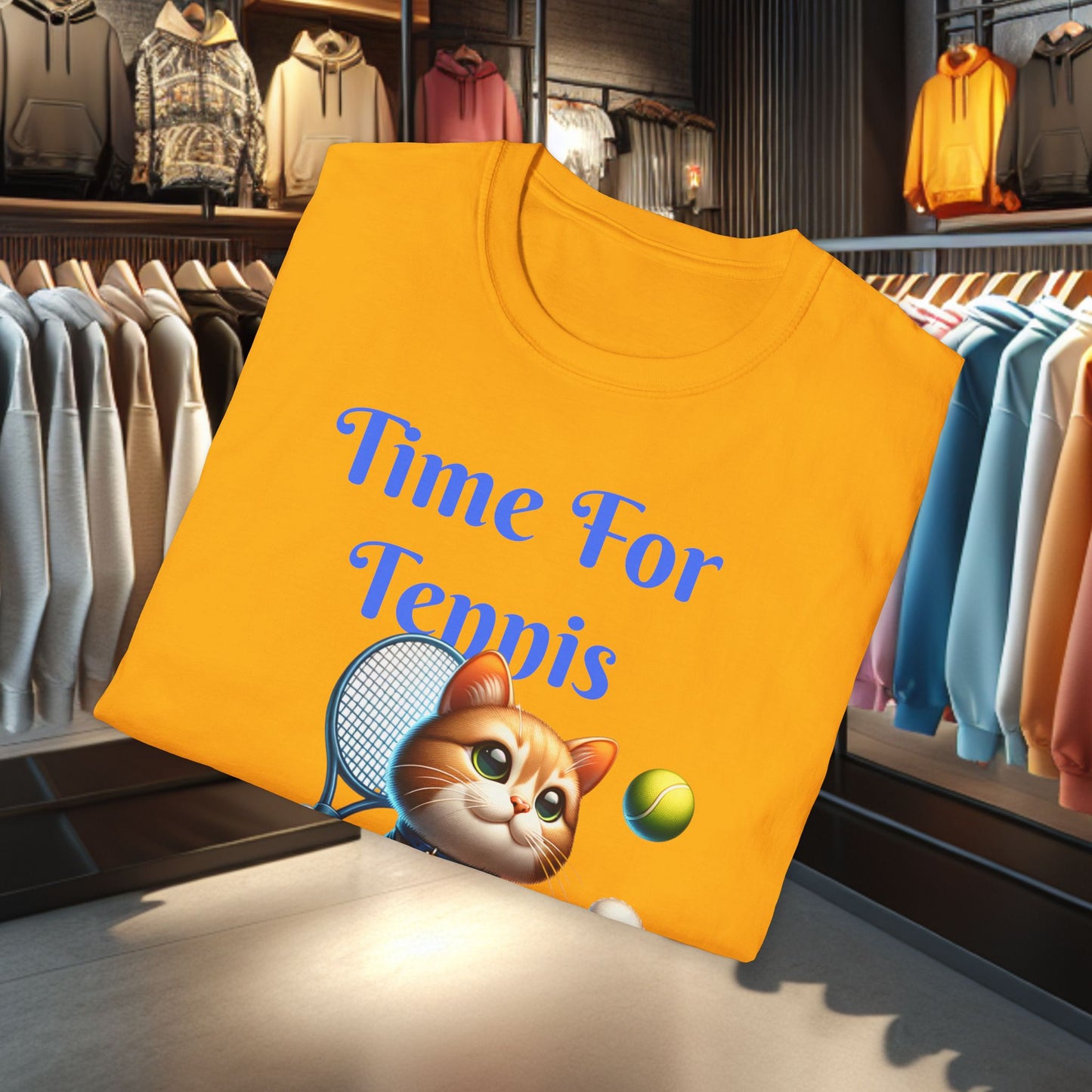 Cat Playing Tennis Unisex T-Shirt - Time For Tennis