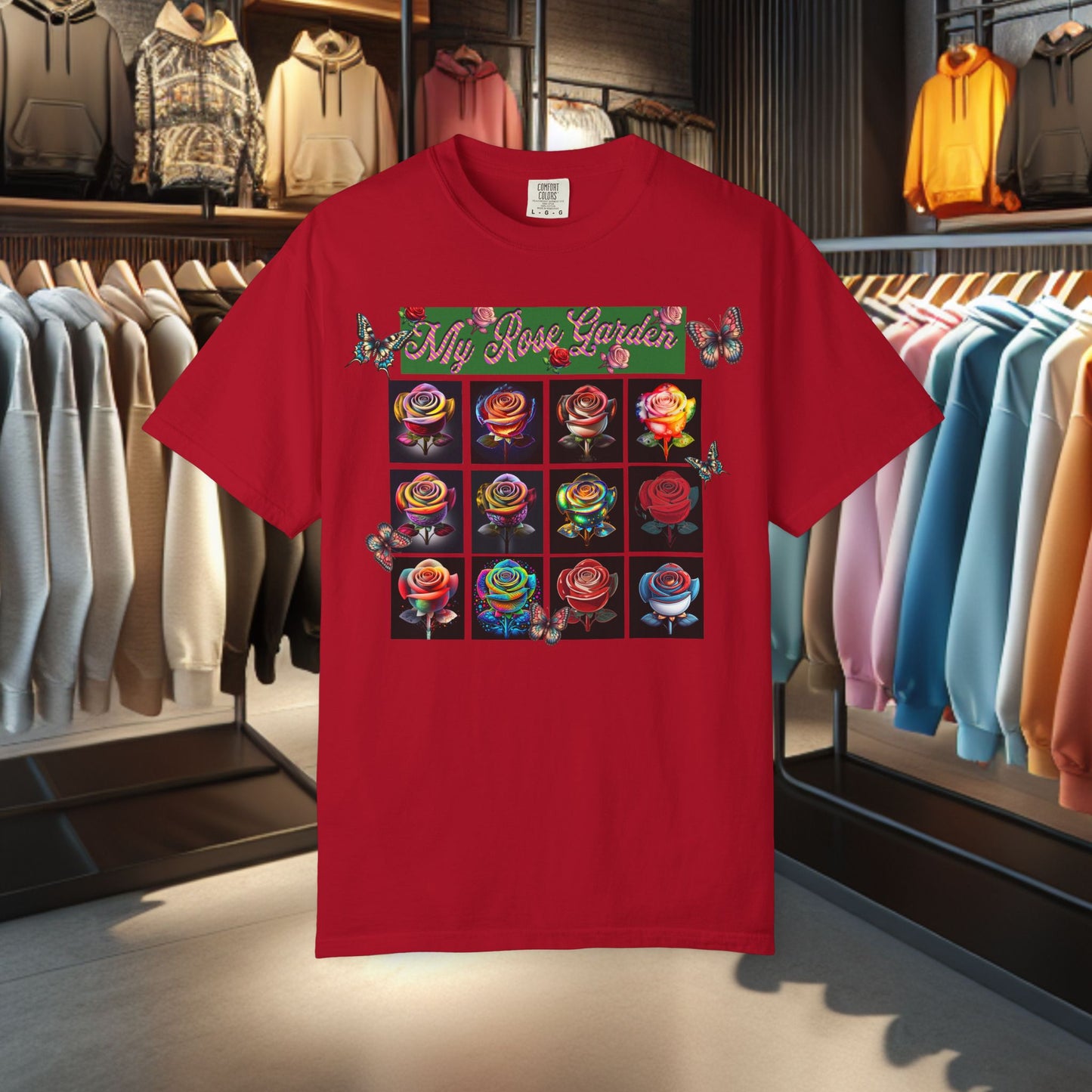 Floral T-Shirt for Flower Lovers - My Rose Garden a Colorful Floral Design