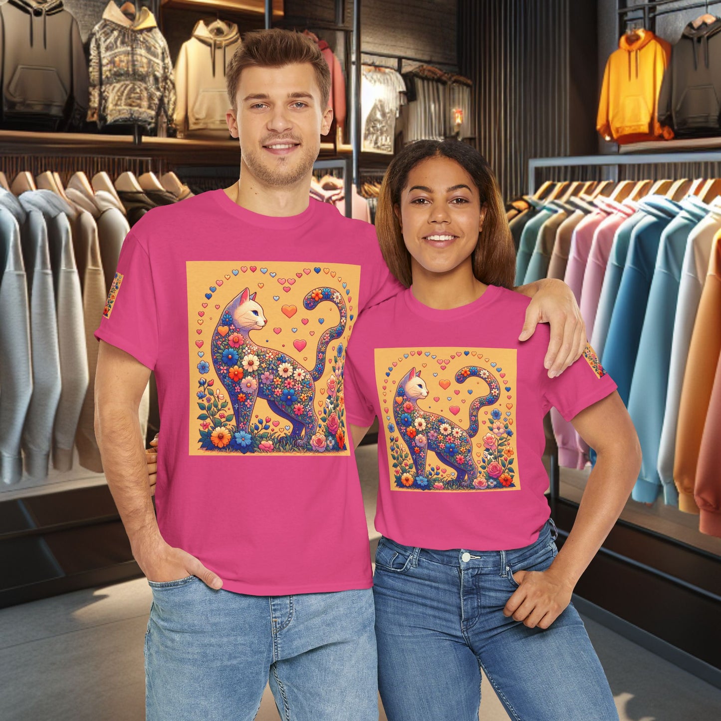 Loving Cat Flower Mozaic T-Shirt