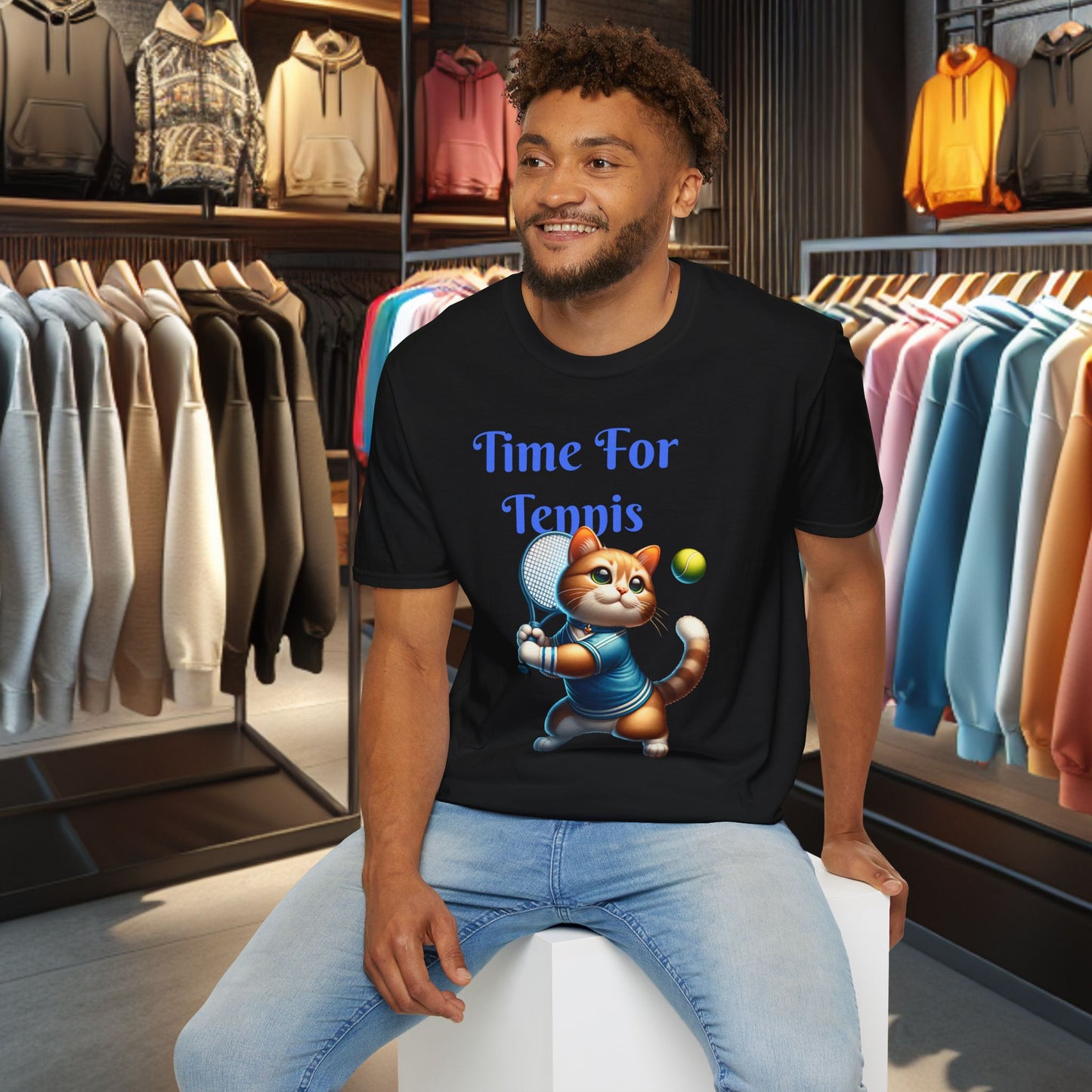 Cat Playing Tennis Unisex T-Shirt - Time For Tennis
