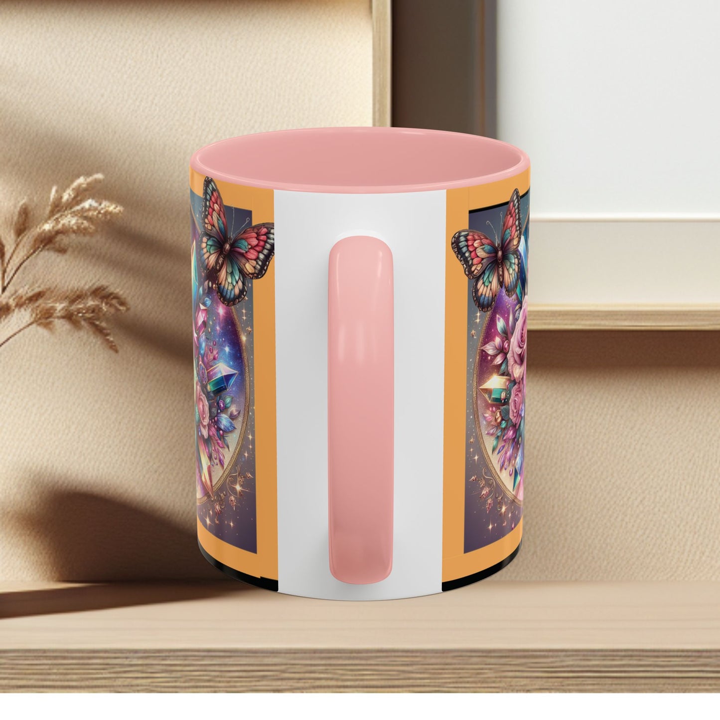 Coffee Mug Butterflys and Flowers