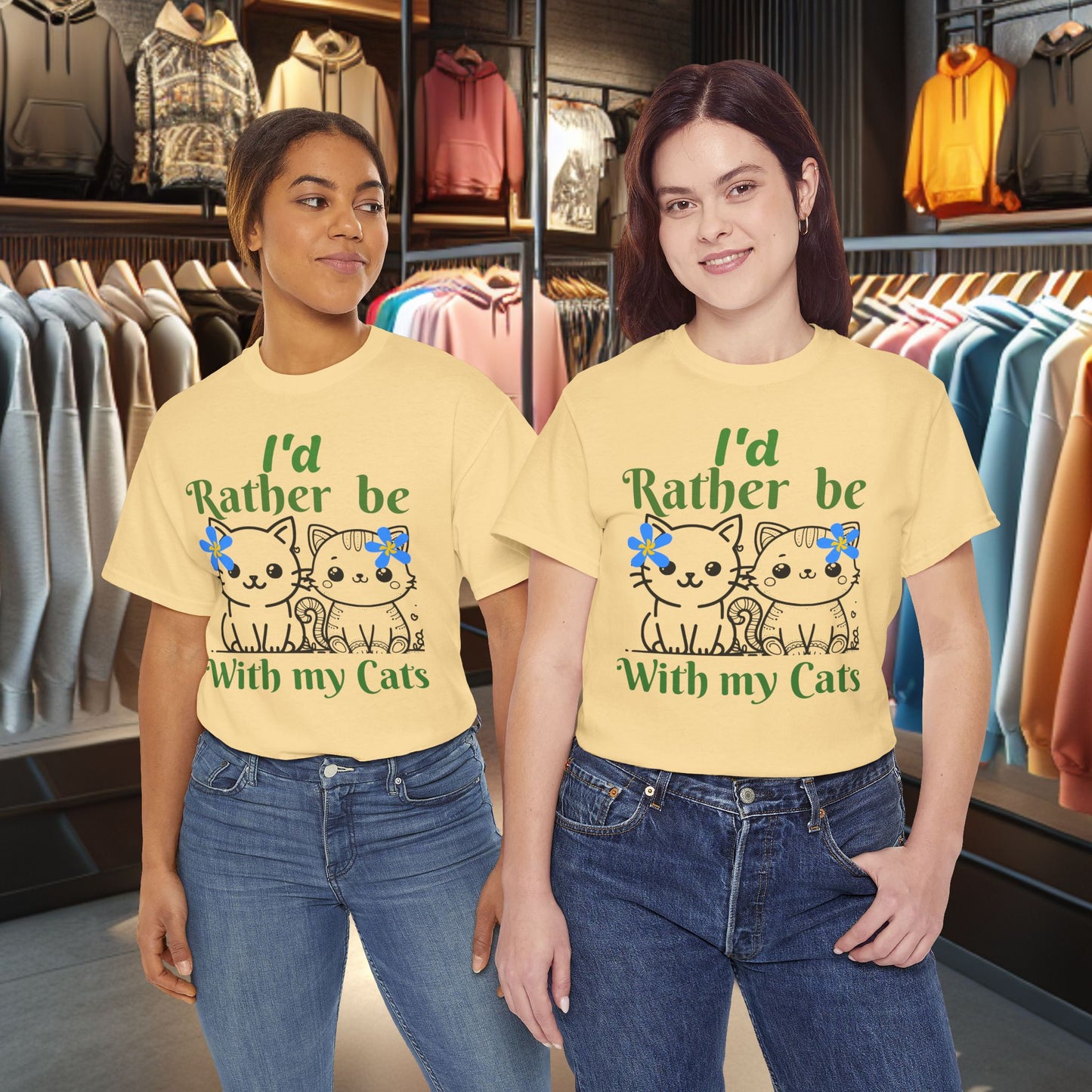 With my Cats Heavy Cotton Tee | Cat Lover Gift | Colorful Fun Shirt | Cute Animal Apparel | Perfect for Birthdays & Pet Lovers