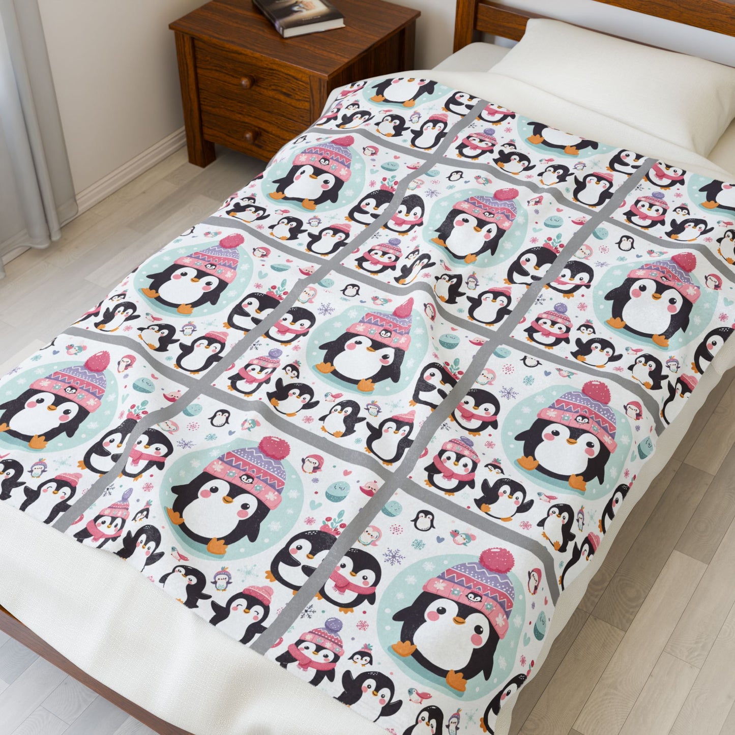 Penguins Velveteen Plush Blanket