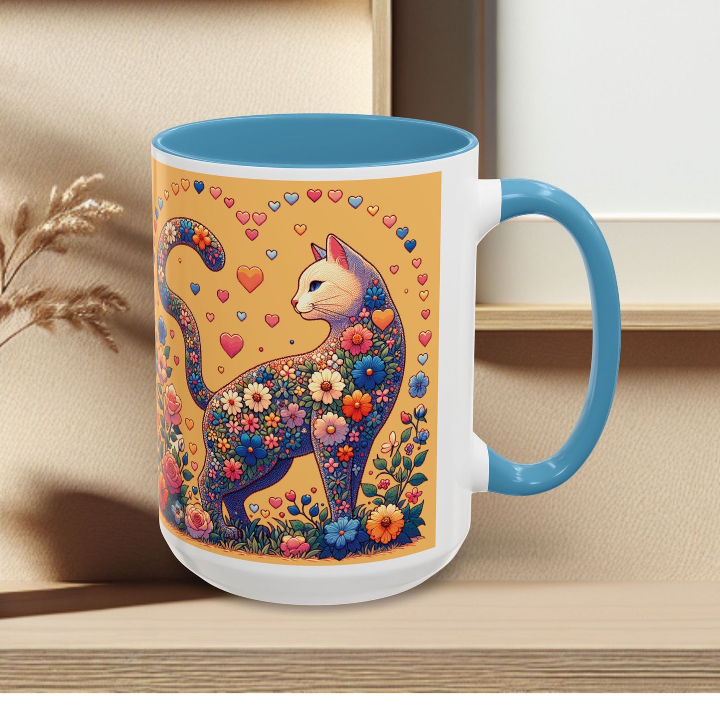 Mug- Loving Cat - Accent Coffee Mug (11oz, 15oz) (AOP)
