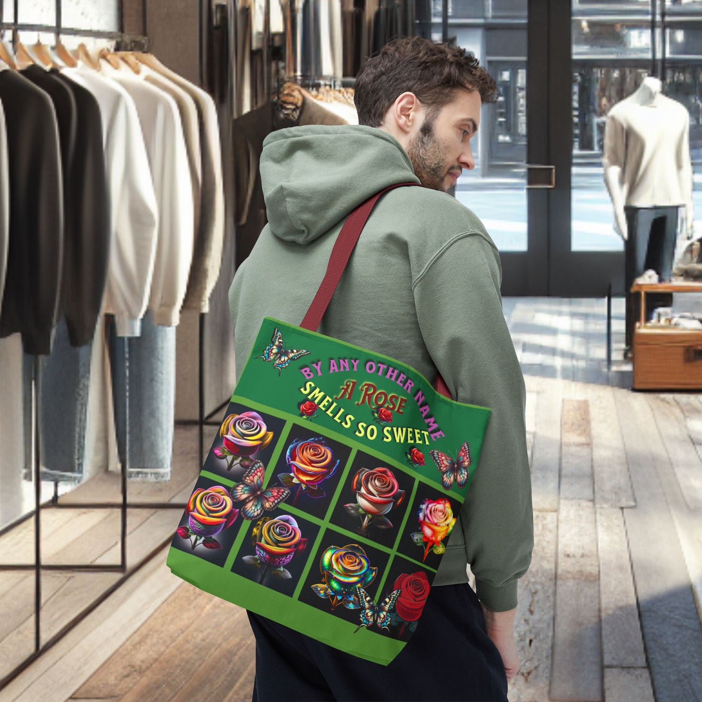 Vintage Floral Tote Bag - 'A Rose Smells So Sweet'