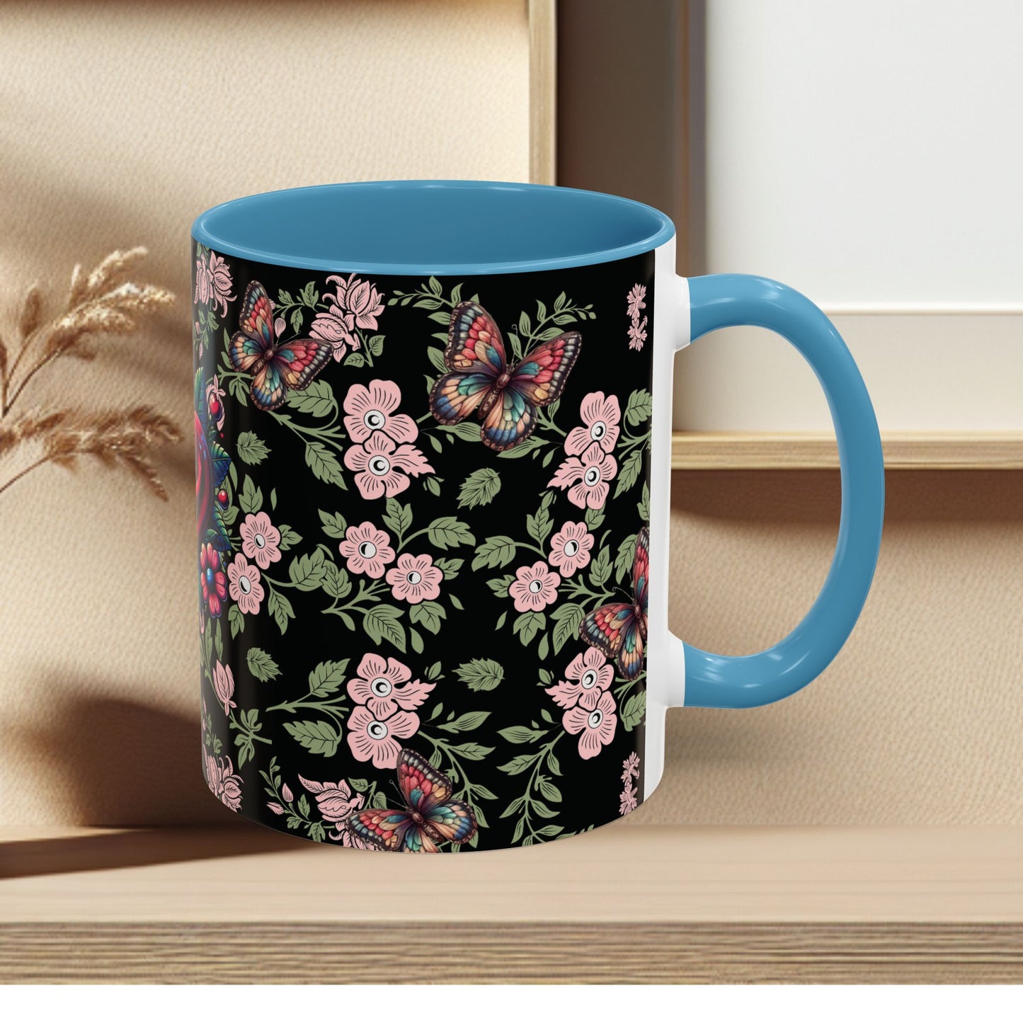Floral Coffee Mug Black