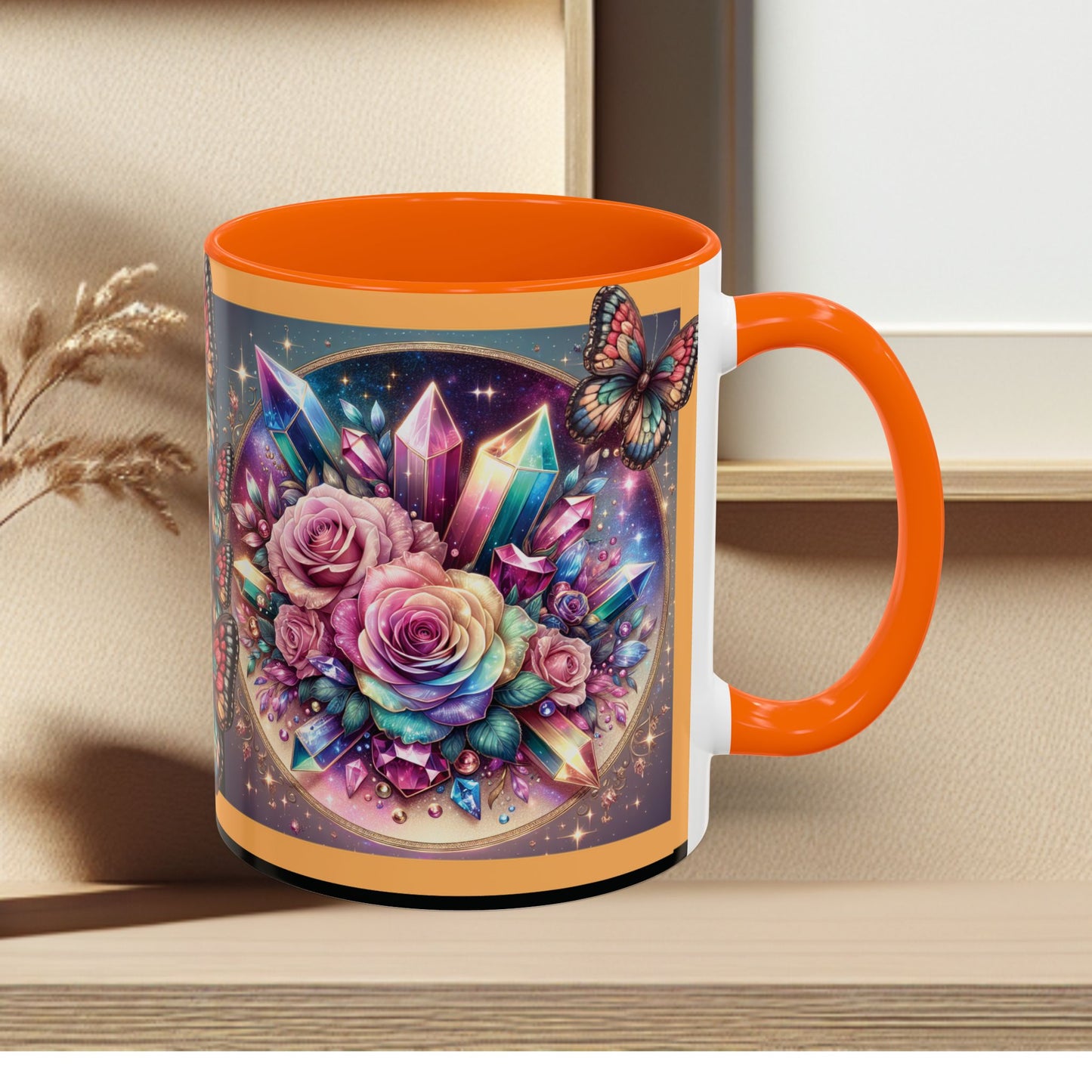 Coffee Mug Butterflys and Flowers
