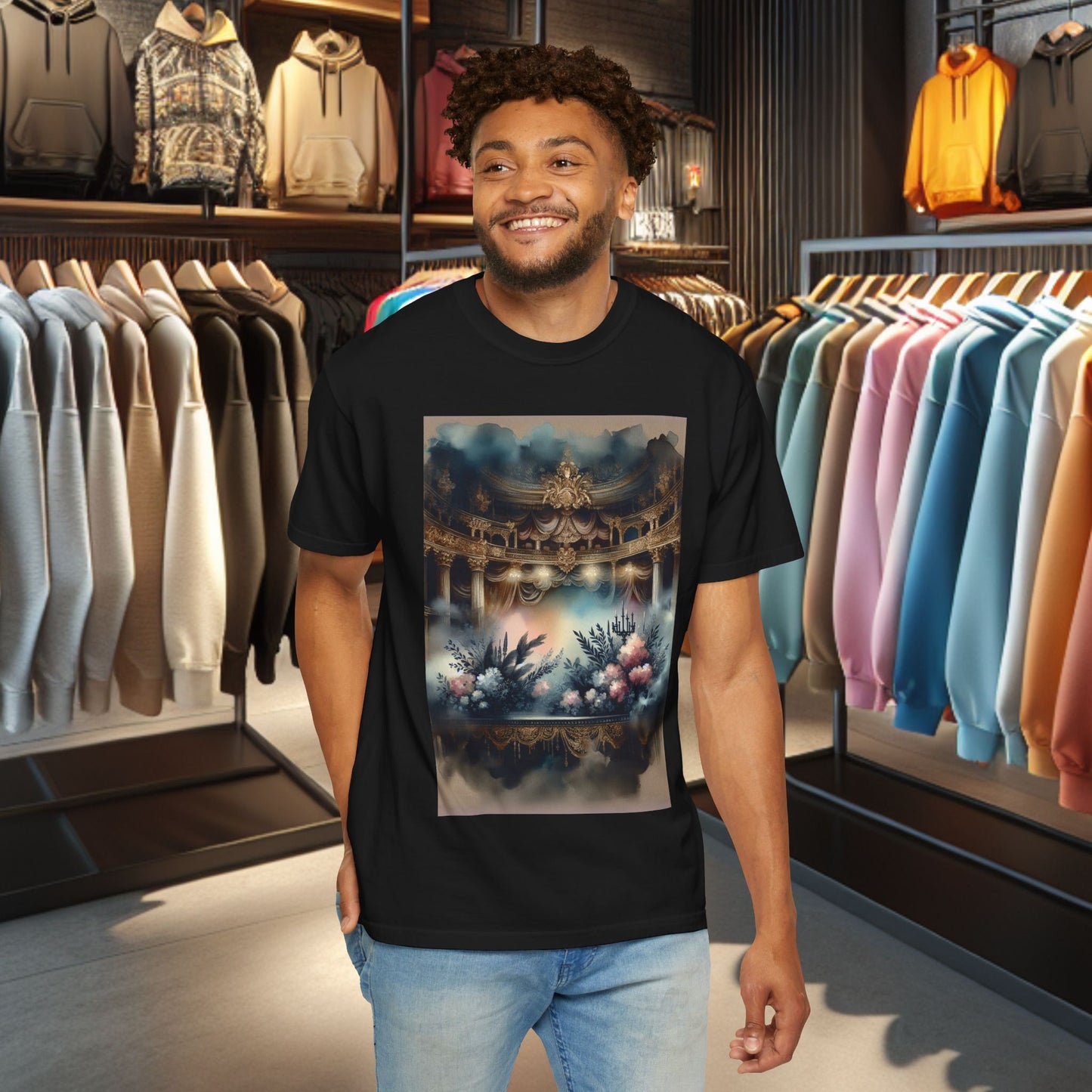 Dreamy Garden Unisex Garment-Dyed T-shirt - Artistic Floral Print - Perfect for Everyday Wear and Gifting