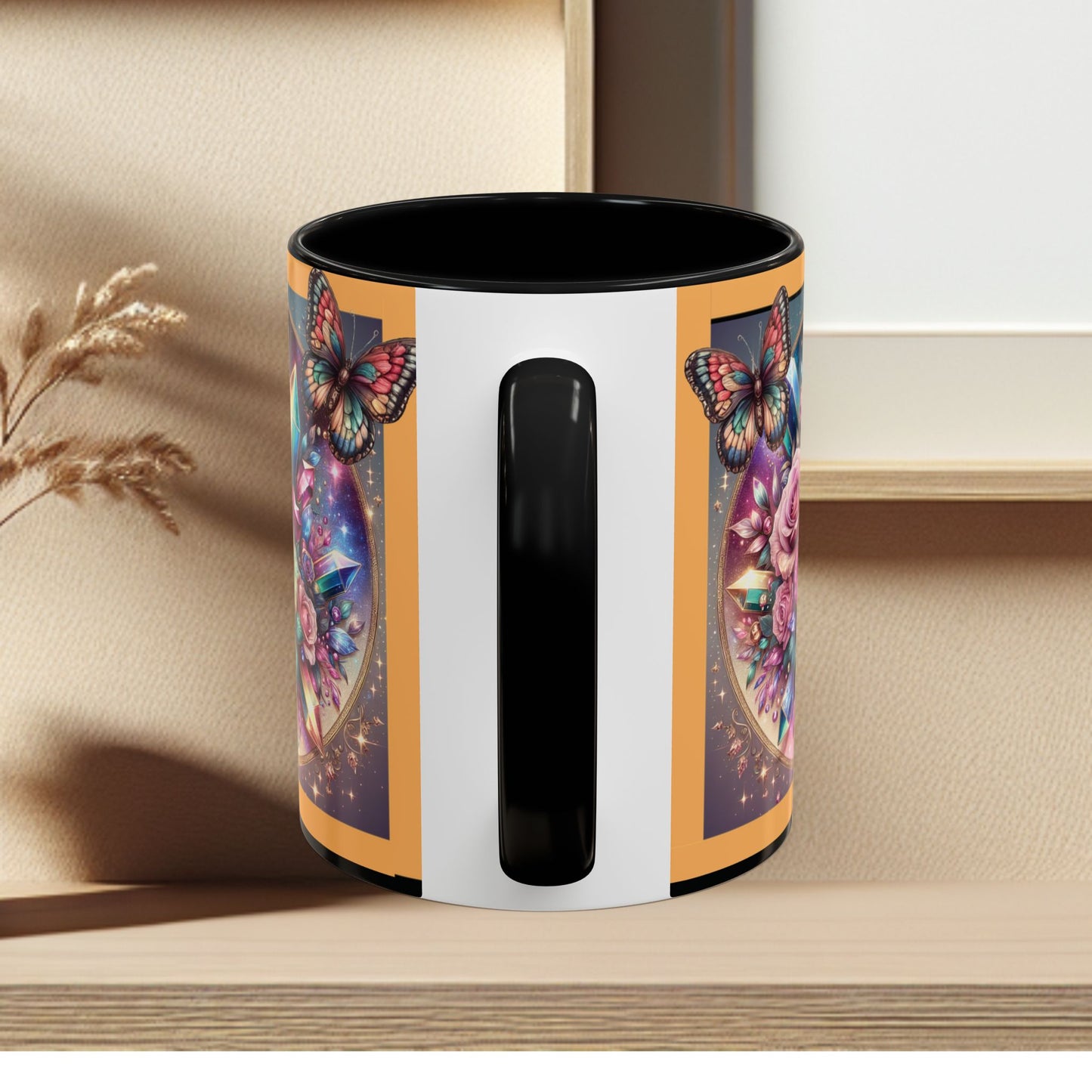 Coffee Mug Butterflys and Flowers