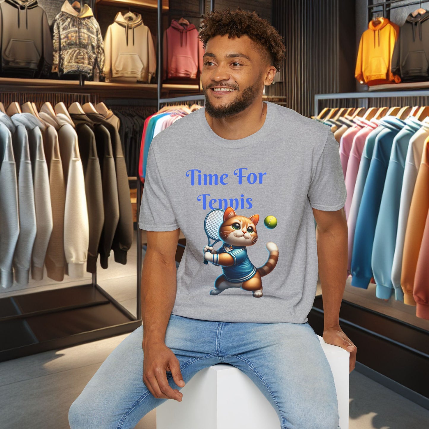 Cat Playing Tennis Unisex T-Shirt - Time For Tennis