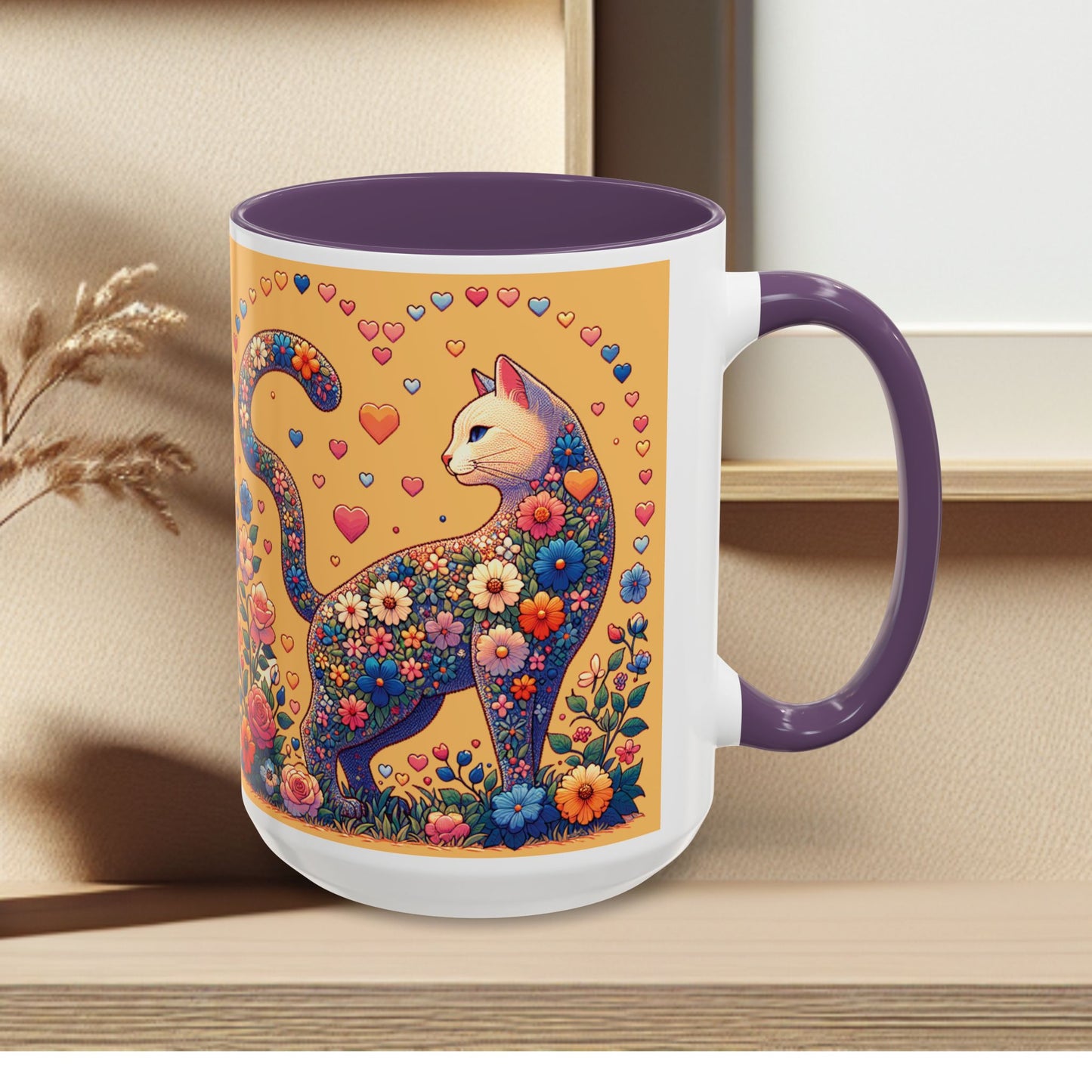Mug- Loving Cat - Accent Coffee Mug (11oz, 15oz) (AOP)