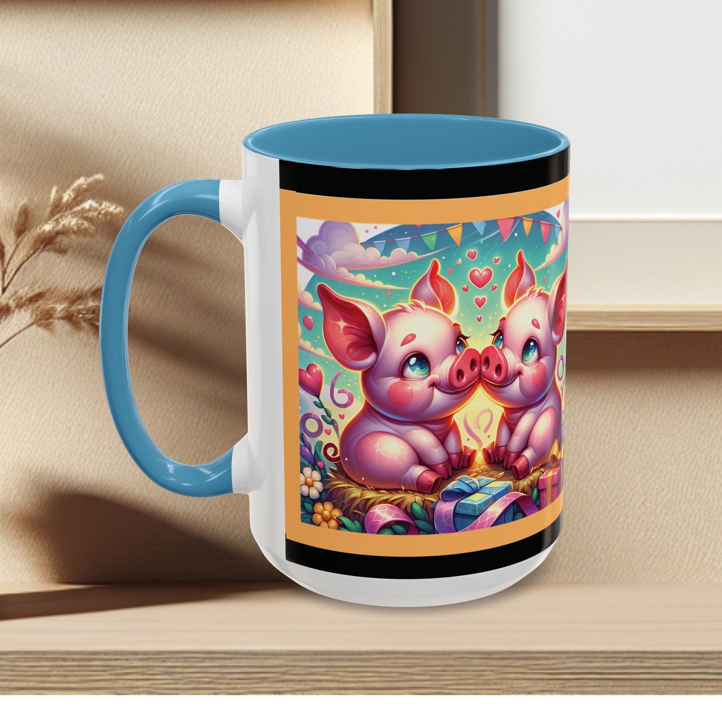 Coffee Mug Love Pigs Picknick 11, 15oz