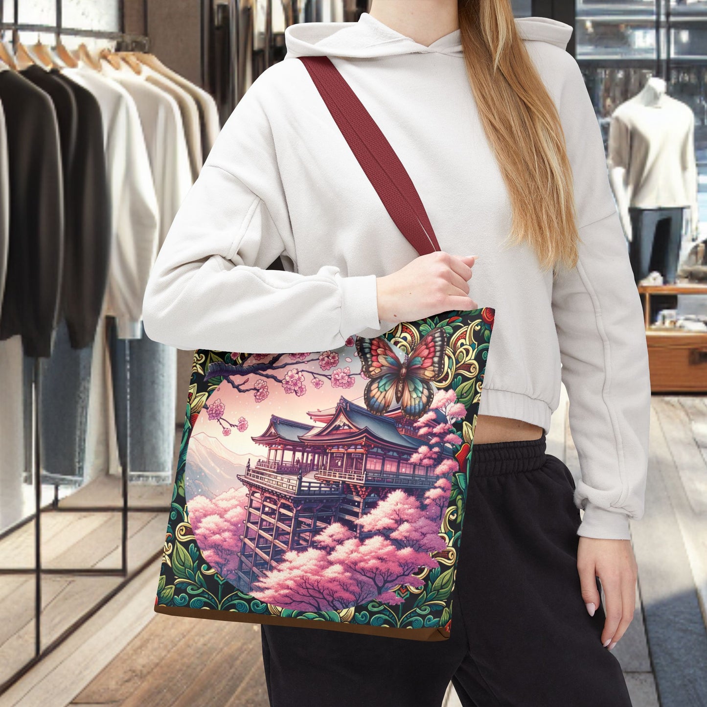 Sakura Butterfly Tote Bag