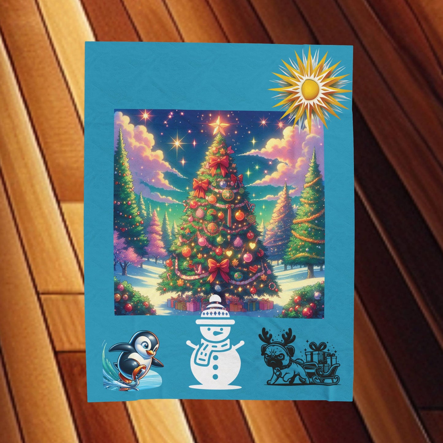 Christmas in the Forest Velveteen Plush Blanket