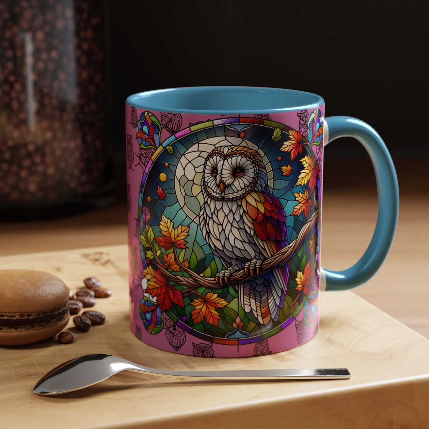 Coffee Mug -Colorful Stain Glass Owl Design
