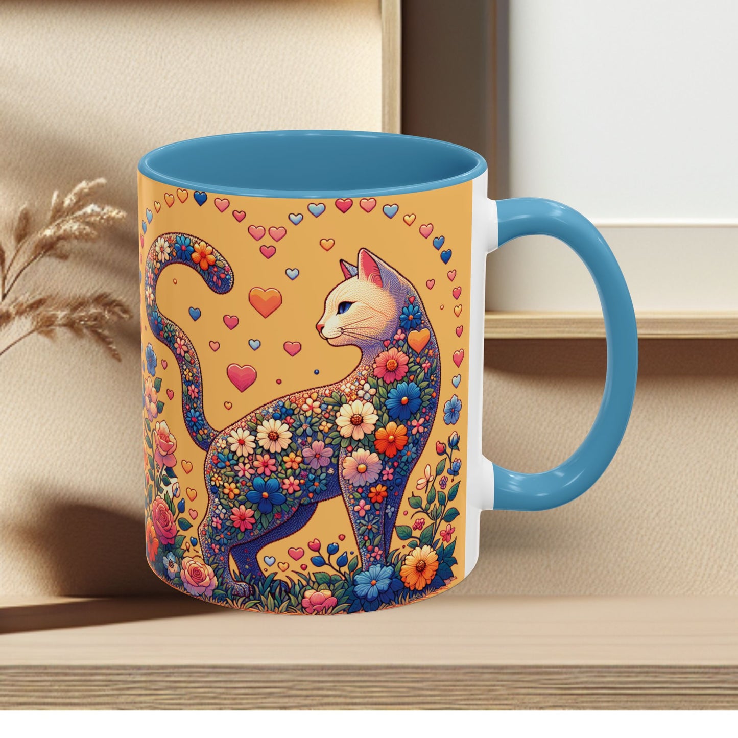Mug- Loving Cat - Accent Coffee Mug (11oz, 15oz) (AOP)