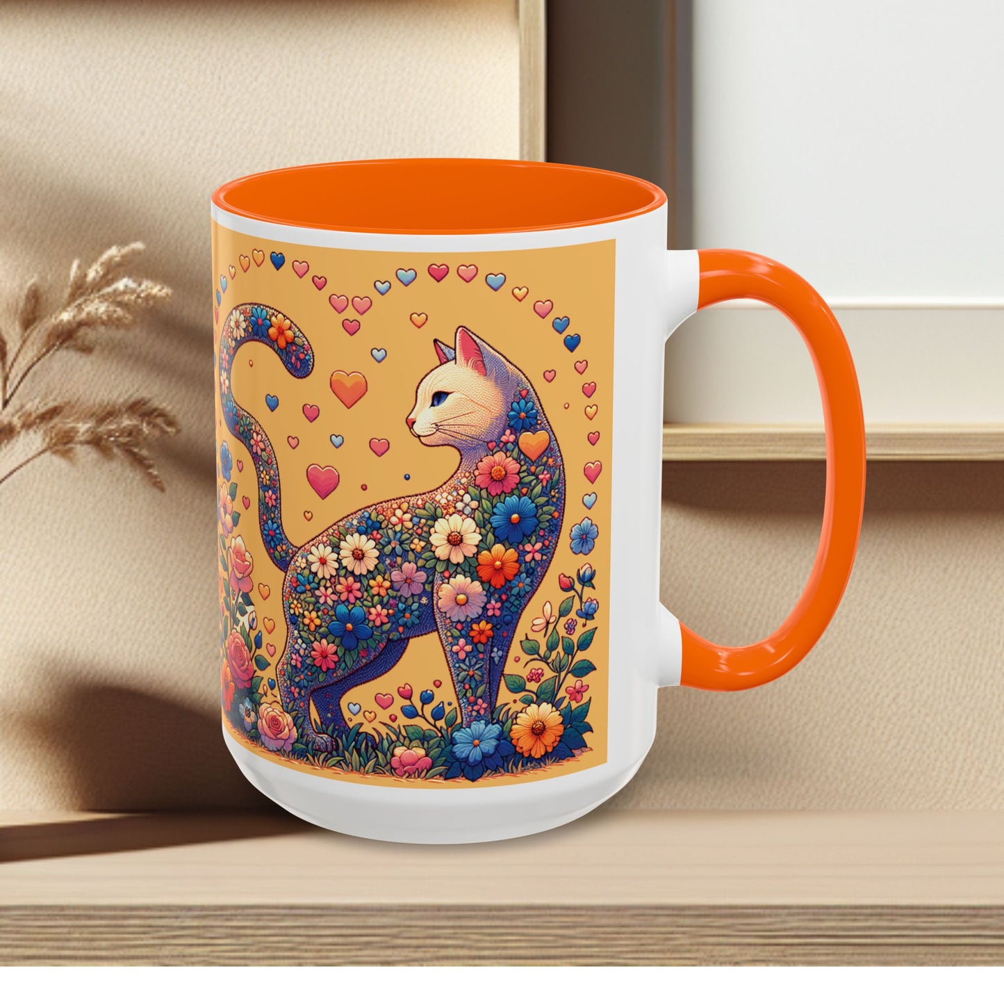 Mug- Loving Cat - Accent Coffee Mug (11oz, 15oz) (AOP)