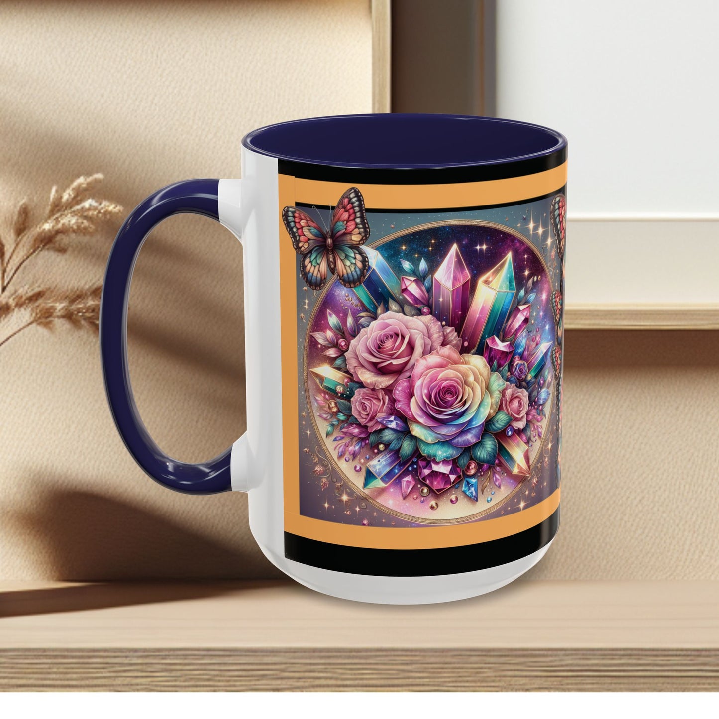 Coffee Mug Butterflys and Flowers