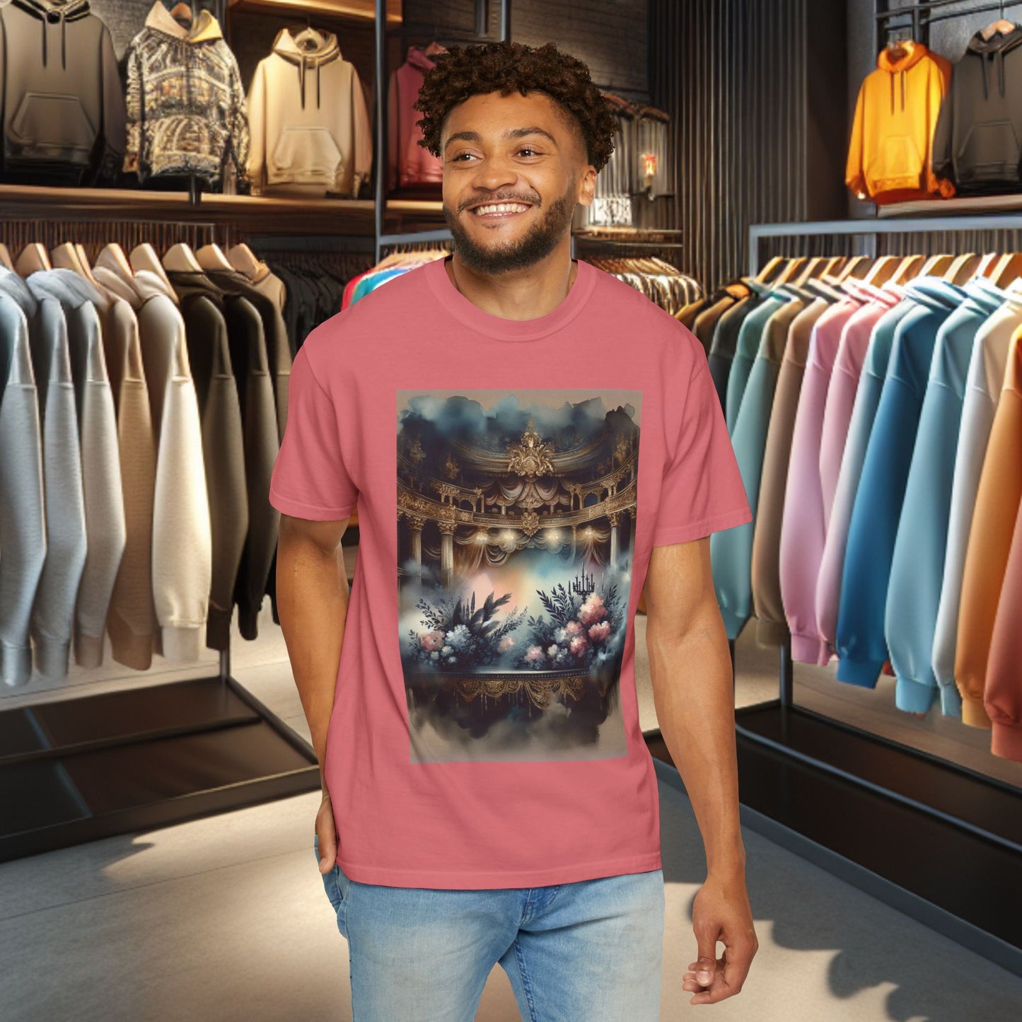 Dreamy Garden Unisex Garment-Dyed T-shirt - Artistic Floral Print - Perfect for Everyday Wear and Gifting