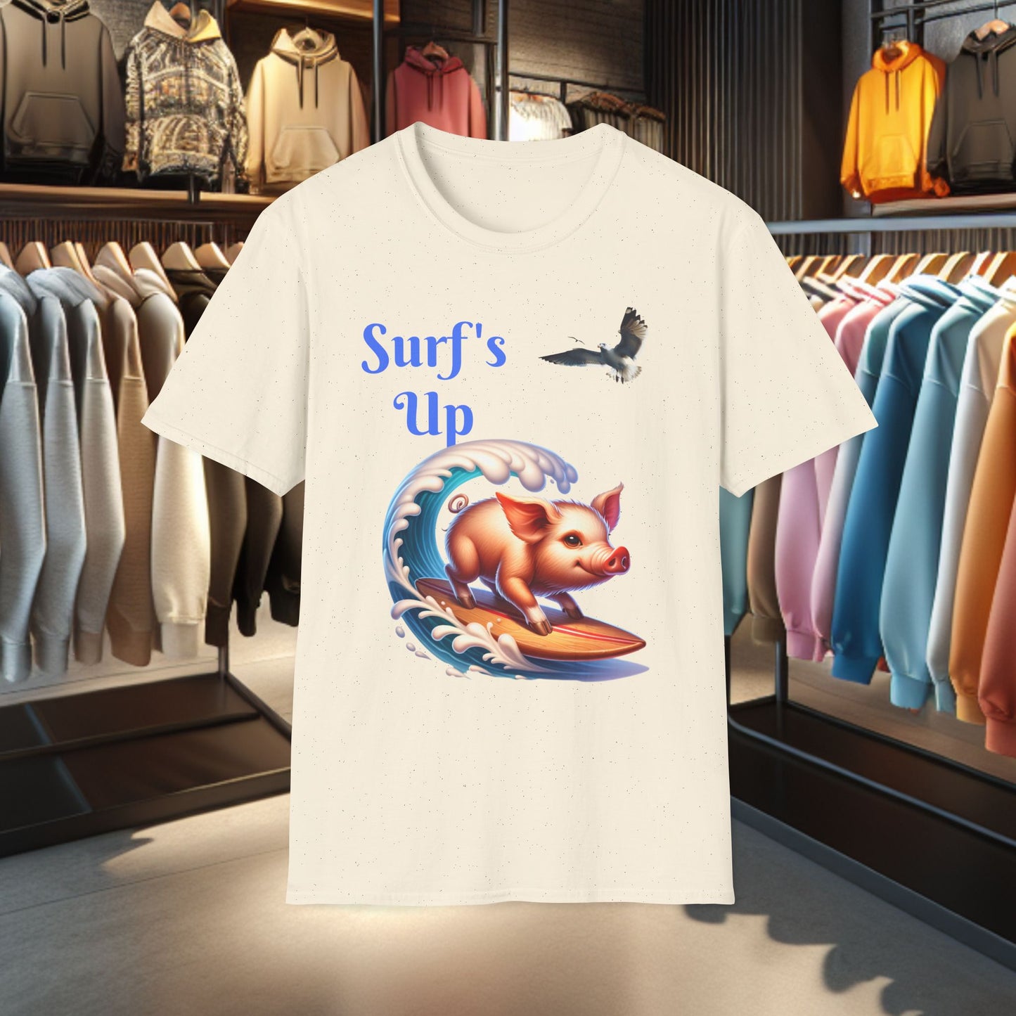 Pig Surfing Unisex T-Shirt - Surf's Up