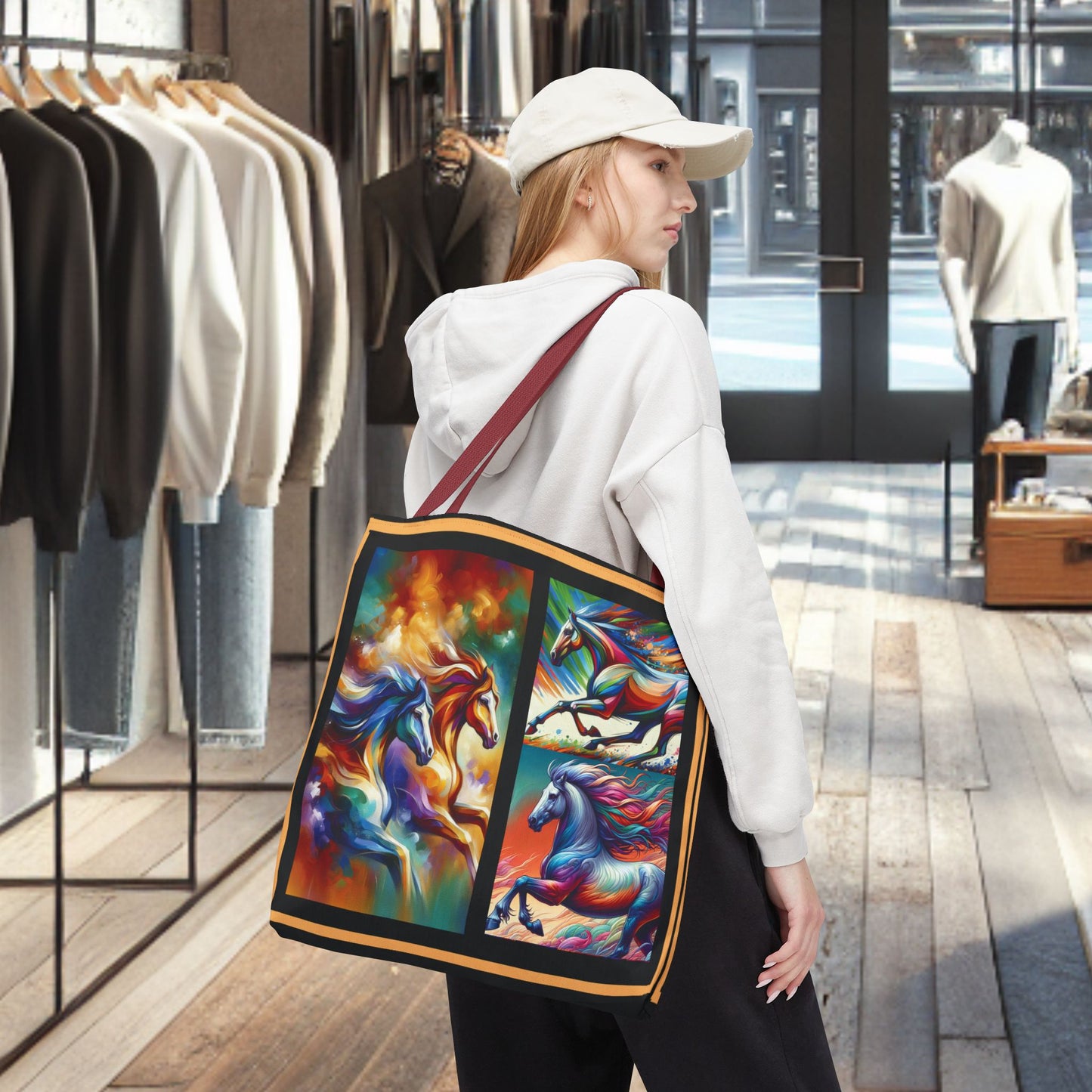 Multi-Color Cloud Horses Tote Bag