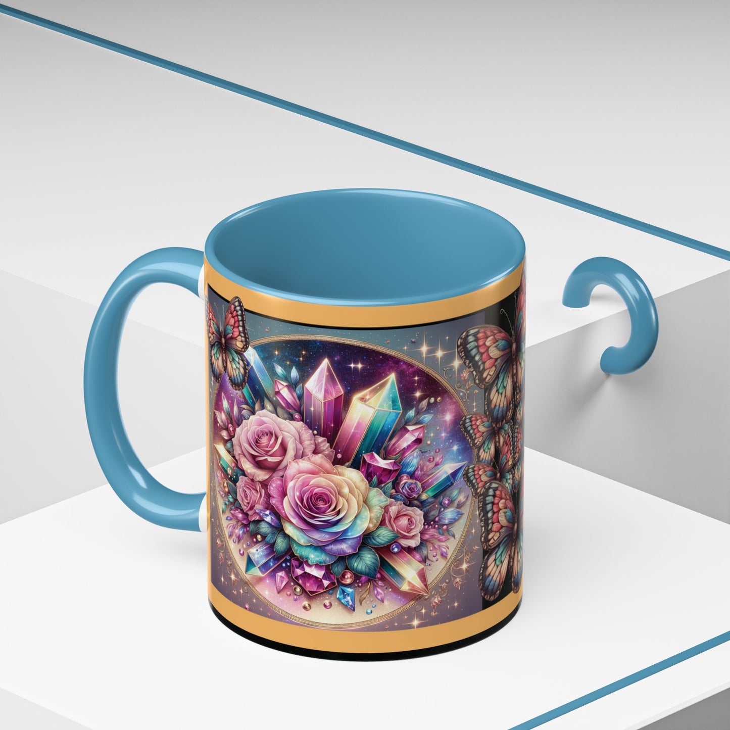 Coffee Mug Butterflys and Flowers