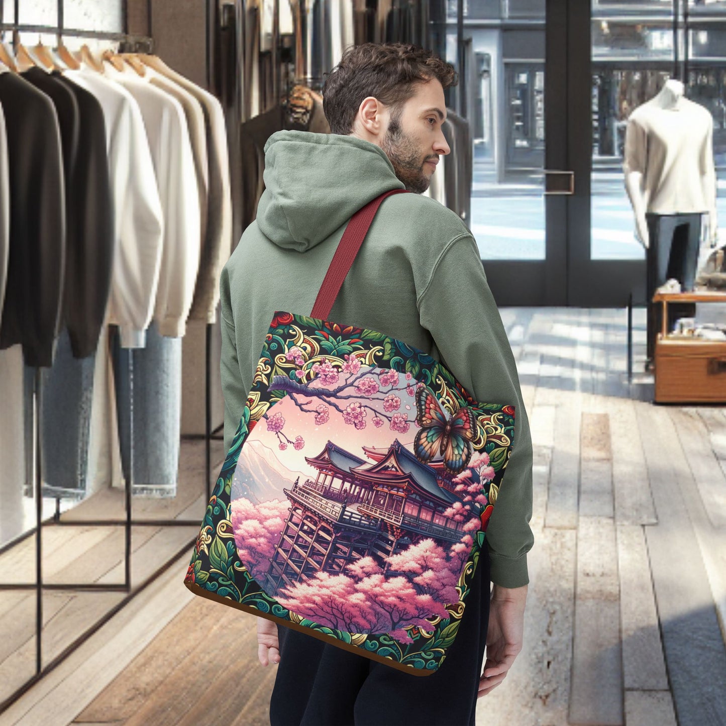 Sakura Butterfly Tote Bag