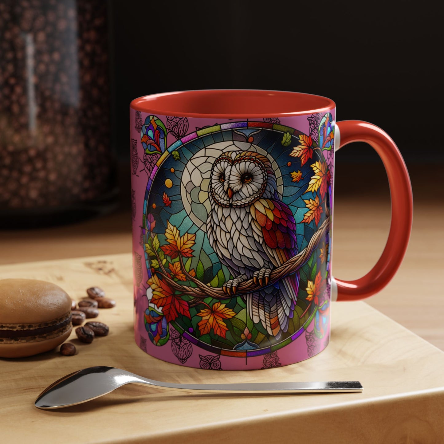Coffee Mug -Colorful Stain Glass Owl Design