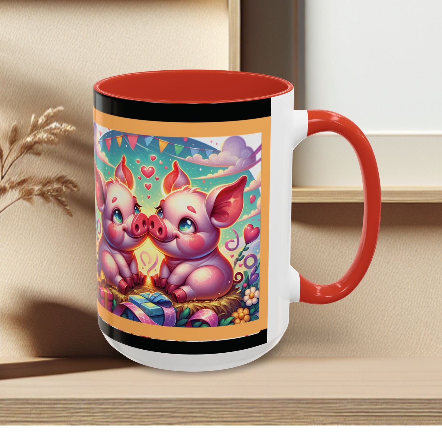 Coffee Mug Love Pigs Picknick 11, 15oz