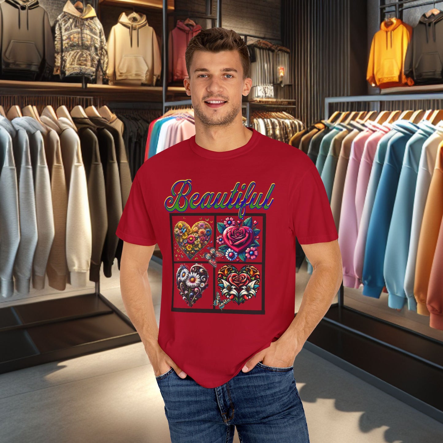 Beautiful Hearts Floral Unisex T-shirt